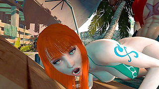 Nami relieving stress at the beach - 3D Animation by VirtualHeaven