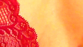 Wifey Wears Sexy Red Lingerie with Her Perfect Tits