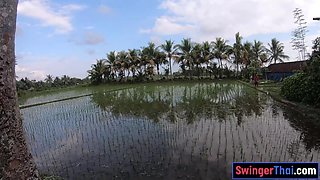 Thai GF with a big ass banged in garden