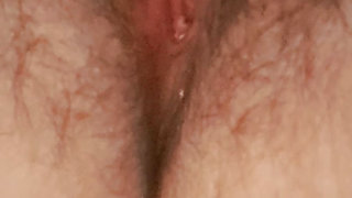 hairy pussy close up and masturbating clitoris with vibrator