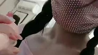 Sexy little girl in a lewd room, showing her face and black stockings maid, two slutty pussy bombarded in turn: Big Ass, Asian  Masturbation Porn