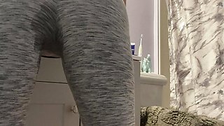 Major squirting!  Squirting in leggings, just having fun and enjoying my fingers. Can't stop squirting over and over