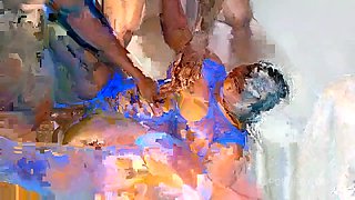 Ebony BBW gangbang impassioned porn clip