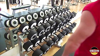 German Gym Babe Fucking on the Bench Press