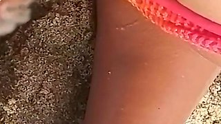 Hot Hairy MILF Pees on Guy at the Beach and Gets Her Asshole Pissed