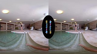 Poolside Invitation; Pool Lingerie Fingering Blowjob Doggystyle Cowgirl Athletic Brunette