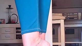 Cute teen girl enjoys foot fetish