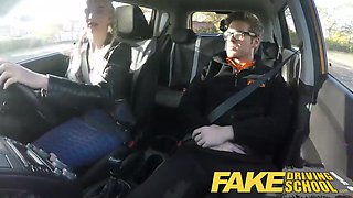 Busty blonde is bad at driving but good at satisfying her driving teacher