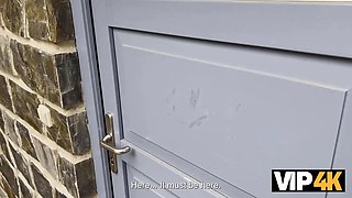 Olivia Sparkle gets her natural tits and shaved pussy fucked in POV by debt collector Steve Q