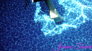 Mrs. Joanne Tanner a Real Public School Teacher Exposing Her Pussy in The Pool