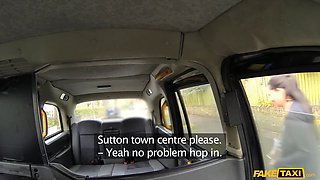 Fake cab Tight Pussy taxi ride concludes in sticky facial cumshot filth