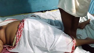Indian Hot Aunty Was Resting On Bed Wearing Saree Without Blouse, Neighbor Boy Came And Fucked Her