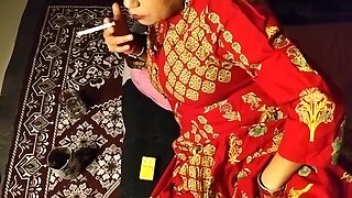 Fingering Her Pussy Enjoy With Smoking Cigarette