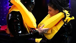 Femdom fetish mistresses fuck bdsm loser with strapon