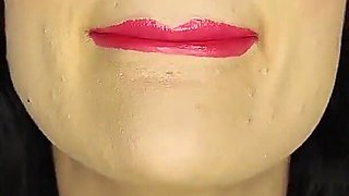 Ultra Sticky Pink Passionate Kisses on a Man's Face