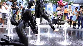 Femdom fetish mistresses fuck bdsm loser with strapon