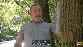 Mature4k. kinky mature giantess diana enjoys pet have fun in stockings with two strangers in public