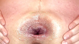 Anal Insertion Training with Glass Water Bottle. Best Gape Ever.
