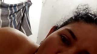 Beautiful girlfriend sucking deep throat