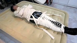 Hinako House of Bondage - Taped Down to the Bed in a Latex