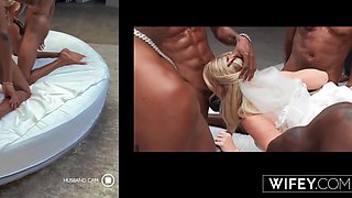 Blonde Bride Danielle Renae Takes on Five Men in Wild Interracial Gangbang