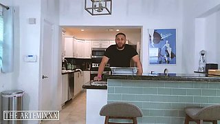 Big Ass Roommate Bea York Gives Under Table Blowjob to BBC Streamer Artemis