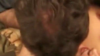 Brunette Babe Masturbates and Blows Huge Dick Cumshot