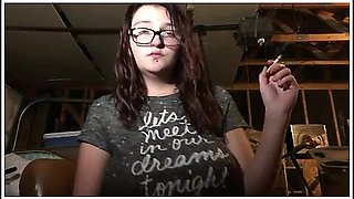 Hot Teen Babe Smokin In Garage