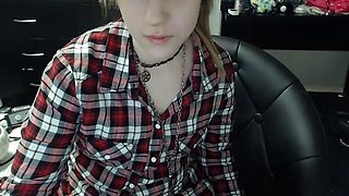 Sexy brunette wearing stockings masturbates webcam