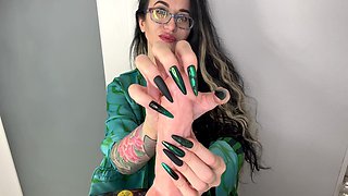 Long Nails, Teasing, Sucking Fingers and Hot Handjobs with Spit