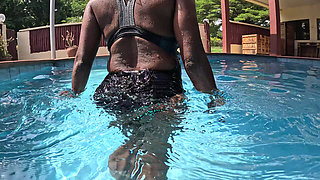 He Suddenly Pulls My Bathing Suit to the Side and Fucks Me in the Pool