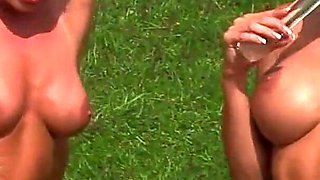 Two Smoking Hot Blondes Please Each Other Analy in the Middle of a Field