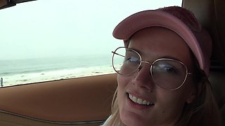 Sweet Riley Rose enjoys while getting fingered in a car - POV