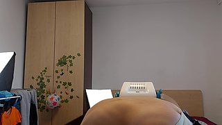 Hot Wife Massages Herself, Hairy Pussy, Big Tits, Big Ass.