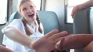 Teenies on schoolbus have a lucky day