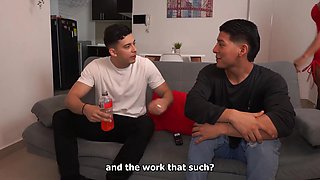 A slutty girlfriend goes for her boyfriend's best friend who has no mercy for her pussy