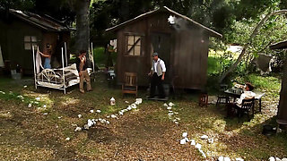 Amber Rayne, Hannah West, and Kaci Star Get Gangbanged Outdoors