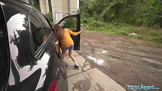 Czech Blonde Student with BIG ASS has Orgasm during Driving Lesson in UK - Fake Driving School