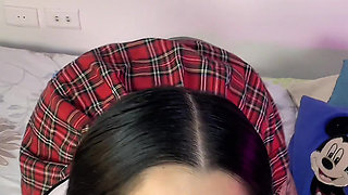 Horny schoolgirl with a big ass is made for anal, sucking cock and talking dirty