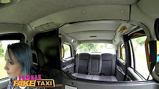 Lady faux cab lezzies have Pussy Licking grapple fun in back of british taxi