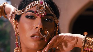 In the moonlit waters' embrace, Jasmine Sherni awakens sensual passions with graceful allure.