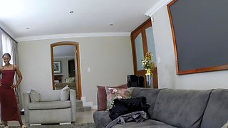 Skinny Ebony Teen Rides Monster Cock POV