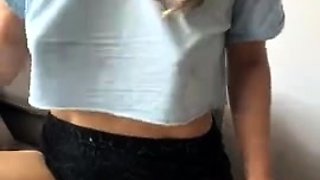 Red hair masturbates tight pussy with toys on webcam