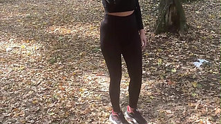 Sporty Public Blowjob for My Boss in the Forest