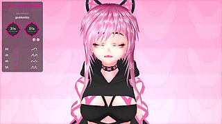 Pink vtuber MokyMoo has fun with her new sex toys during a stream