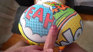 Caught my stepsister masturbating and fucked her, tearing her leggings on her big ass