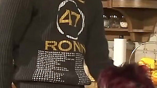 Milf fucking pussy licking in the kitchen