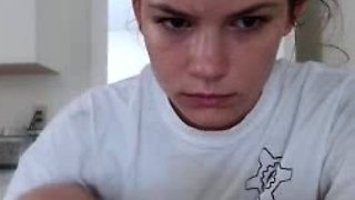 Cute curly brunette solo webcam masturbation