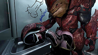 Lara Croft Fucked by Monsters in a Toilet on a Spaceship