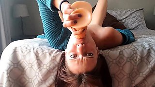Extreme Dildo Facefuck Solo Female BDSM Fun